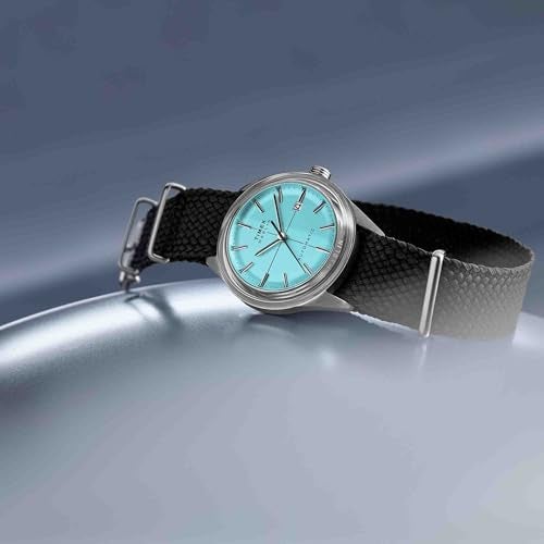 Timex Men's Marlin Automatic 38mm Watch - Black Strap Blue Dial Stainless Steel Case - Image 4