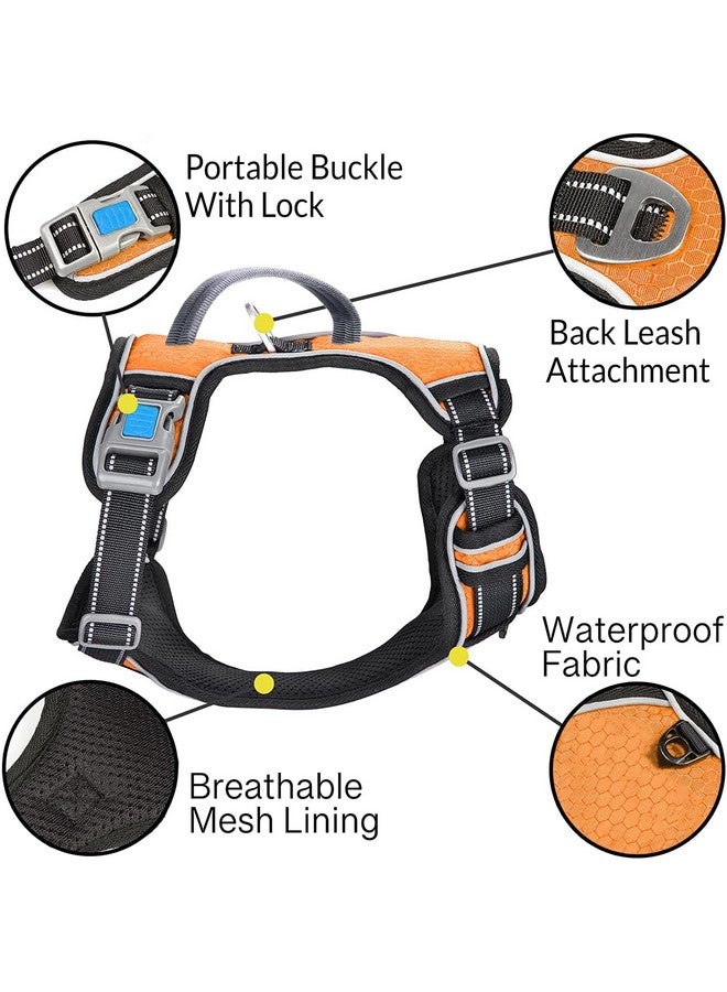 بت حزام للكلاب مع عاكس 3M | مقاس كبير جدًا لا يسحب حزام جسم الكلب قابل للتعديل | سترة عاكسة للكلاب من قماش أكسفورد | حزام صدر ورقبة الكلب مبطن ناعم وسهل التحكم | لا مزيد من السحب أو الاختناق |، برتقالي - Image 3