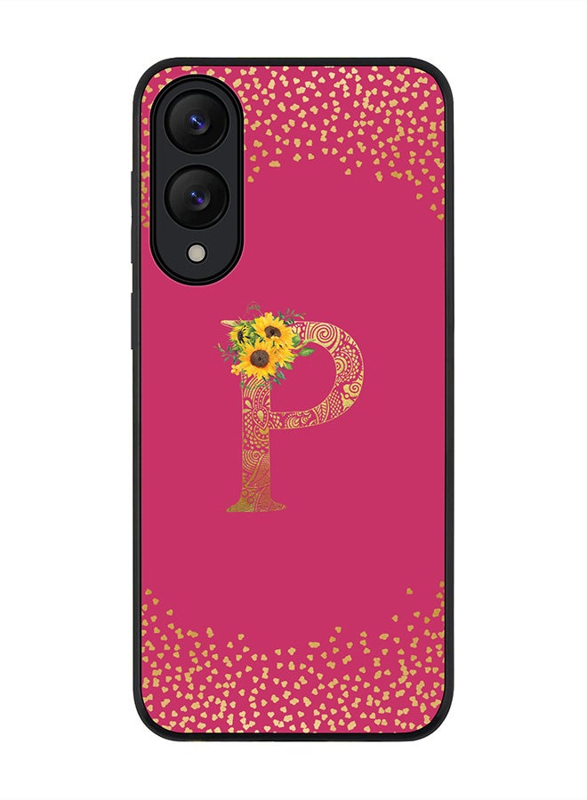 Stylizedd For Samsung Galaxy S25 Edge Case,Slim fit Camera Protection, Shockproof Thin Phone cover  - Custom Floral Monogram - P ( Deep Pink )