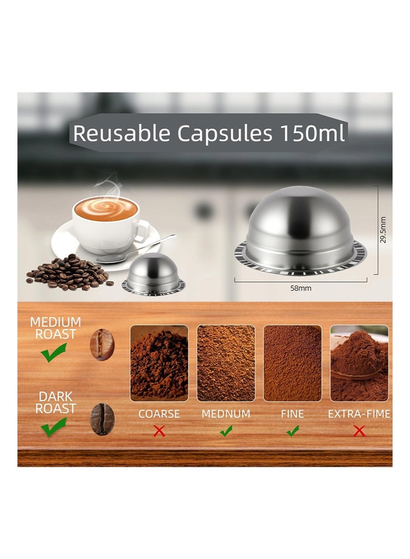 EZSOZO Reusable Capsules Compatible with Nespresso Vertuo Next/Vertuo POP， Stainless Steel Refillable Pods （150ml） - Image 4