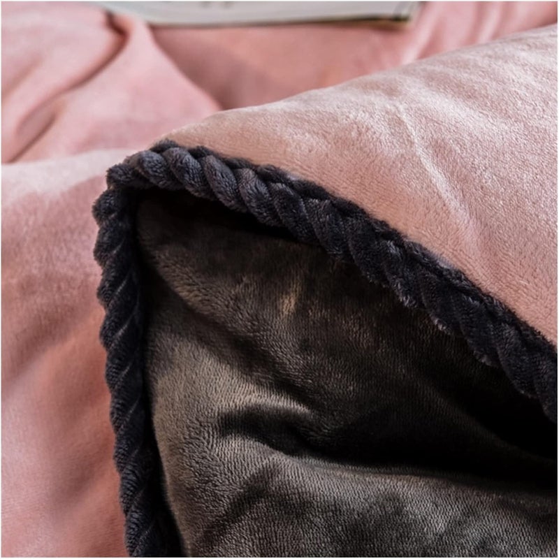 Home Textiles Gray Pink Crystal Velvet Coral Fleece Winter Soft Quilt Cover Keep Warm Plush Duvet Bedding No Pillowcase(9,Single 150x200cm) - Image 5