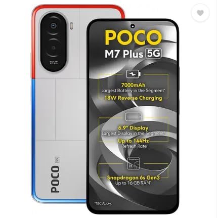 POCO M7 Plus 5G, Chrome Silver (4GB, 128GB) - Image 1