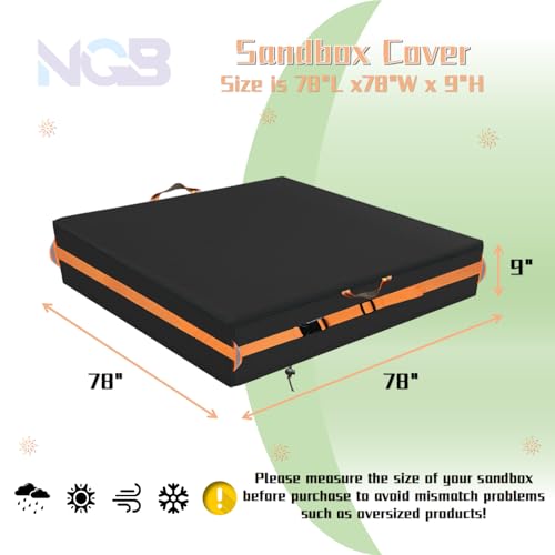 NGB Outdoor Sandbox Cover Square Kids Sand Box Covers Waterproof and Windproof Childrens Large Sandboxes Cover Sandproof78 L78 W9 HBlack - Image 3