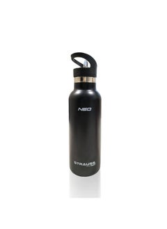 STRAUSS Stainless Steel Water Bottle | Leak Proof, Bpa Free, Vacuum Insulated Flask Water Bottle | Ideal For School, Office, Home, Gym | Eco-Friendly, Durable, Sweat-Proof Design | 500Ml,(Black)  - Image 1