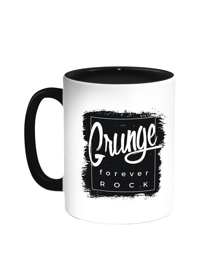 RYN Grunge Forever Rock Printed Coffee Mug Black/White 11ounce