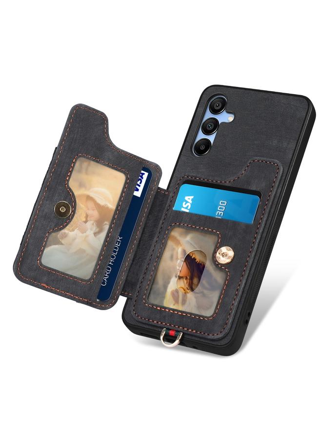 اس-توب جراب لهاتف Samsung Galaxy A05s بتصميم ريترو مع حلقة ومحفظة وبطاقات متعددة - Image 3