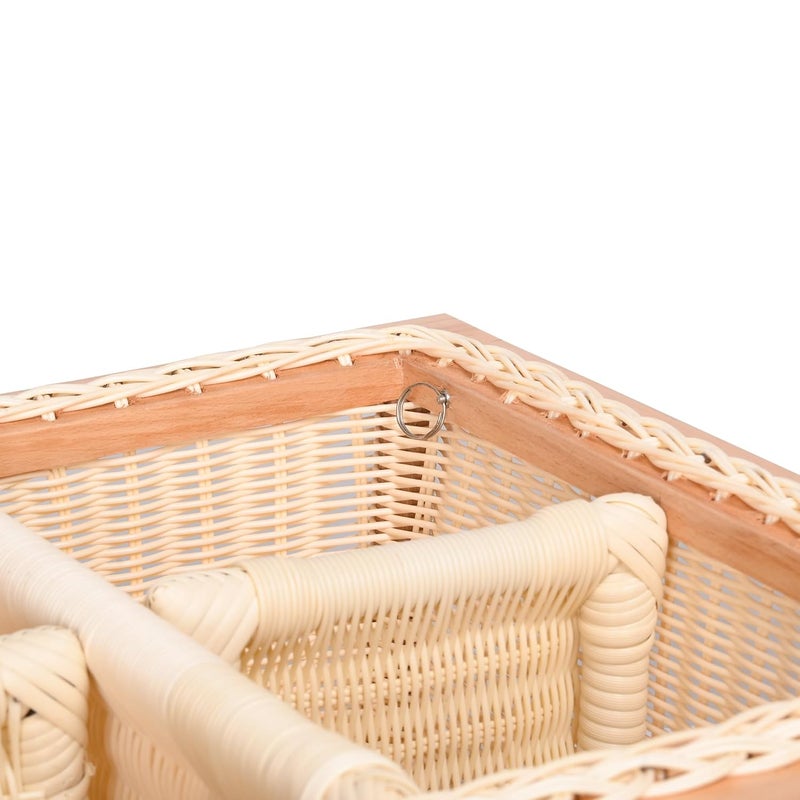 KYNE Round PVC Wicker Basket with Double Partition for Modular Kitchen Stylish Durable Storage Organizer for Cabinets Drawers2225 W X 20 L X 8 H Inch Beige - Image 3