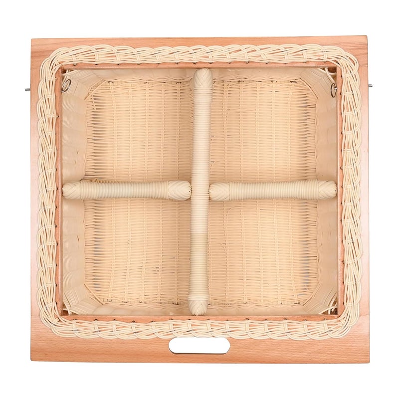 KYNE Round PVC Wicker Basket with Double Partition for Modular Kitchen Stylish Durable Storage Organizer for Cabinets Drawers2225 W X 20 L X 8 H Inch Beige - Image 1