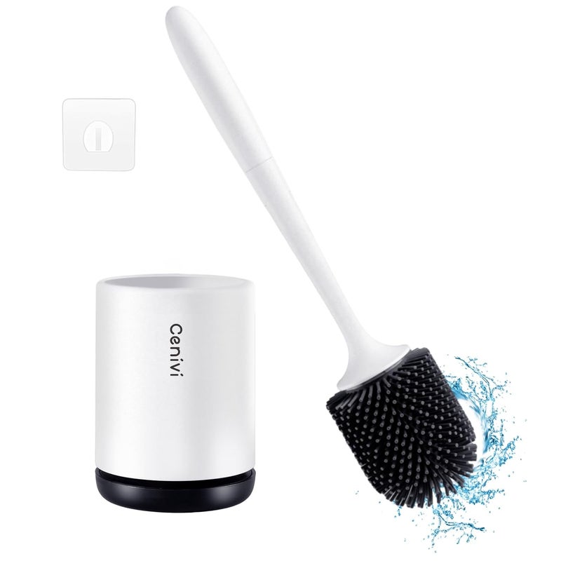 BANFEI Cenivi Toilet Brush, Toilet Brush and Holder with Ventilated Holder, Silicone Bristles Brush Head, Bathroom Accessories Toilet Clean for Bathroom, Freestanding or Wall Mount - Image 1