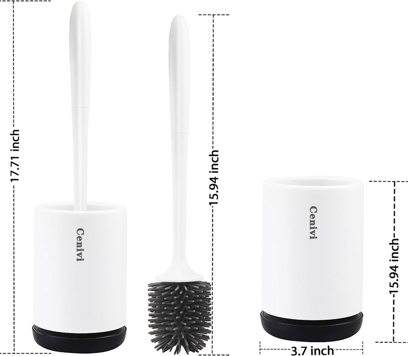 BANFEI Cenivi Toilet Brush, Toilet Brush and Holder with Ventilated Holder, Silicone Bristles Brush Head, Bathroom Accessories Toilet Clean for Bathroom, Freestanding or Wall Mount - Image 2