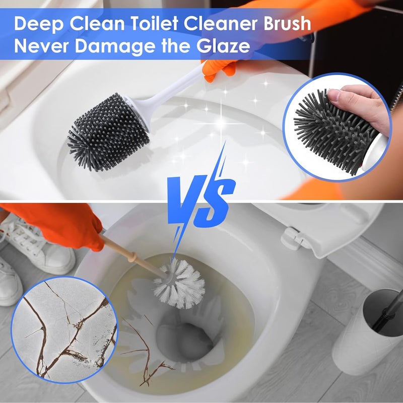 BANFEI Cenivi Toilet Brush, Toilet Brush and Holder with Ventilated Holder, Silicone Bristles Brush Head, Bathroom Accessories Toilet Clean for Bathroom, Freestanding or Wall Mount - Image 3