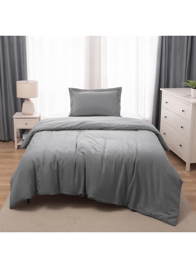 PanaX Bedding Duvet Cover Single Size Set- 1Pieces Duvet Cover 140X200Cm / 1Pieces-Pillow Sham 50X75Cm (Light Grey, Single) - Image 1