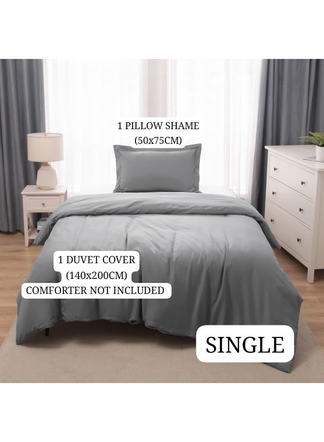 PanaX Bedding Duvet Cover Single Size Set- 1Pieces Duvet Cover 140X200Cm / 1Pieces-Pillow Sham 50X75Cm (Light Grey, Single) - Image 3