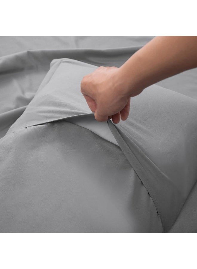 PanaX Bedding Duvet Cover Single Size Set- 1Pieces Duvet Cover 140X200Cm / 1Pieces-Pillow Sham 50X75Cm (Light Grey, Single) - Image 4