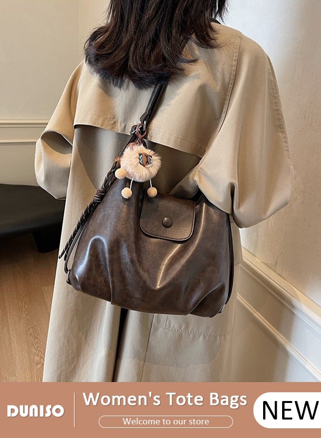 DUNISO Women's Shoulder Tote Bag Faux Leather Handbag for Women Large Capacity Messenger Fashionable Travel Shoulder Bag for Ladies Girls College Students - Image 1