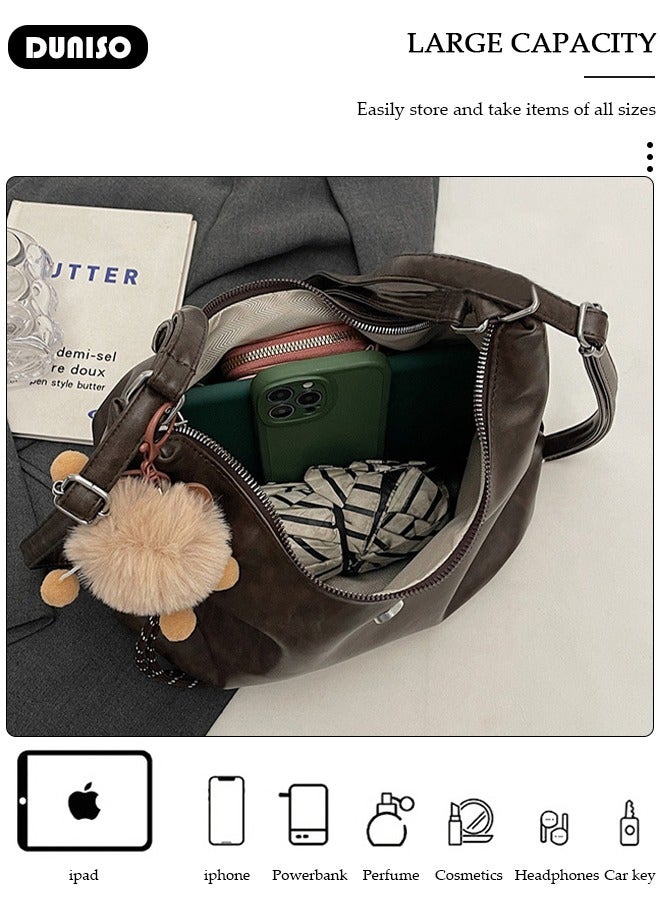 DUNISO Women's Shoulder Tote Bag Faux Leather Handbag for Women Large Capacity Messenger Fashionable Travel Shoulder Bag for Ladies Girls College Students - Image 3