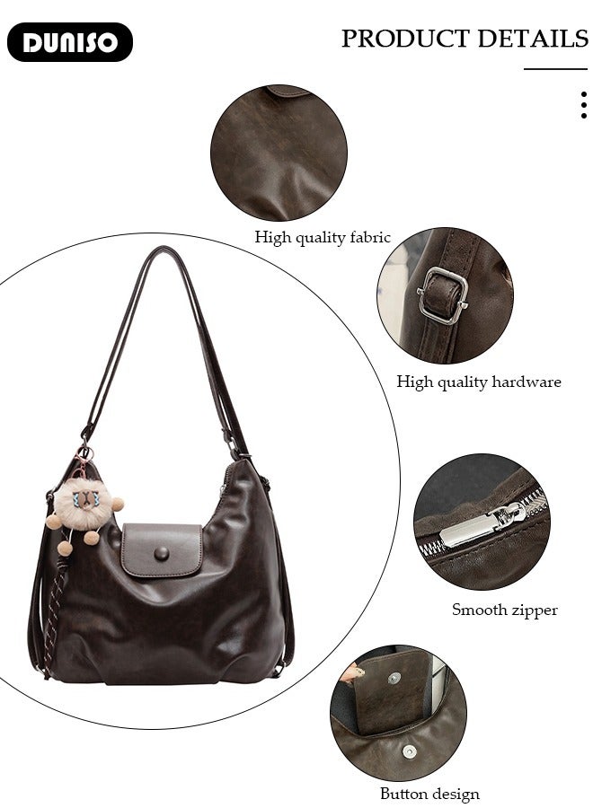 DUNISO Women's Shoulder Tote Bag Faux Leather Handbag for Women Large Capacity Messenger Fashionable Travel Shoulder Bag for Ladies Girls College Students - Image 4