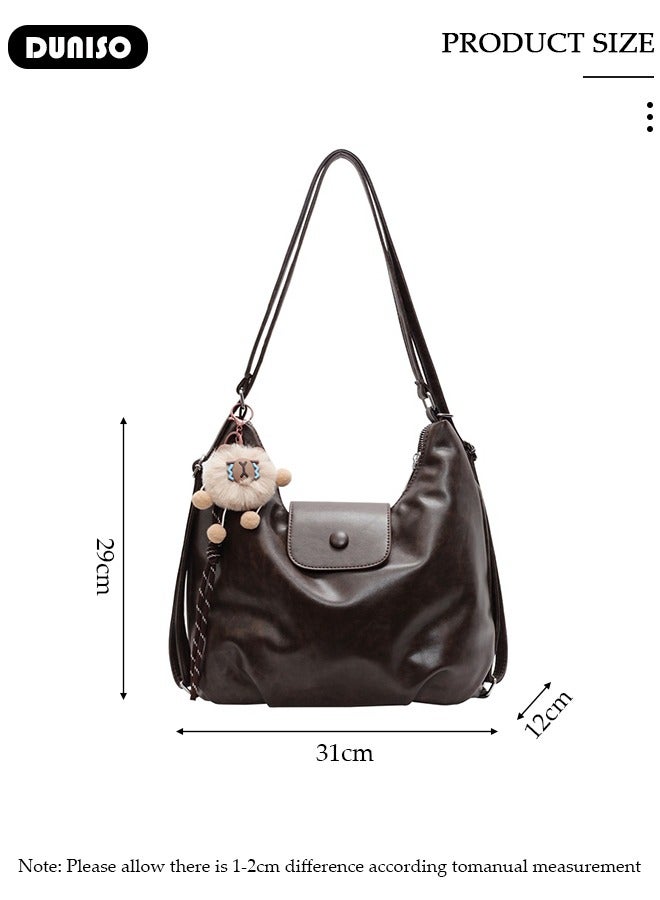 DUNISO Women's Shoulder Tote Bag Faux Leather Handbag for Women Large Capacity Messenger Fashionable Travel Shoulder Bag for Ladies Girls College Students - Image 2