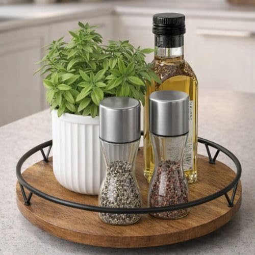 SOLAZA® Solid Hard Wood Lazy Susan in Teak Finish Kitchen Turntable for Dining Tables and Cabinet Storage 10 Inch - Image 1