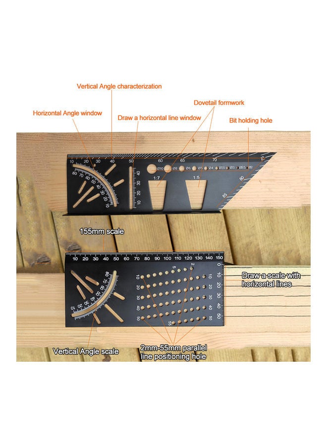 Multi-Function Angle Square Ruler Black - Image 2