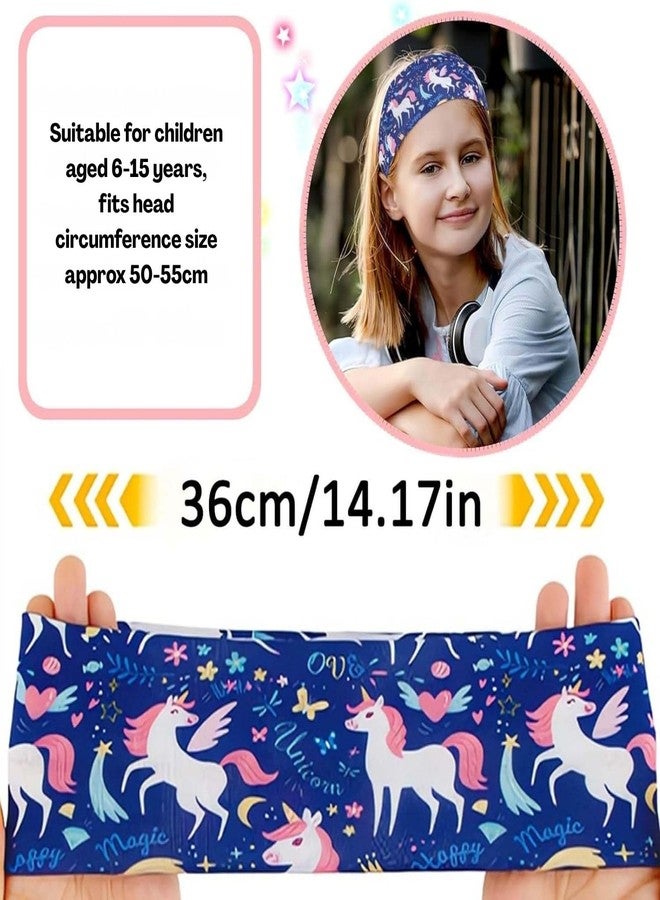 BendJoy® 6Pcs Elastic Sports Unicorn Headband for Girls | Comfortable Fit | Durable Design | Cute Patterns | For School & Play - Image 3