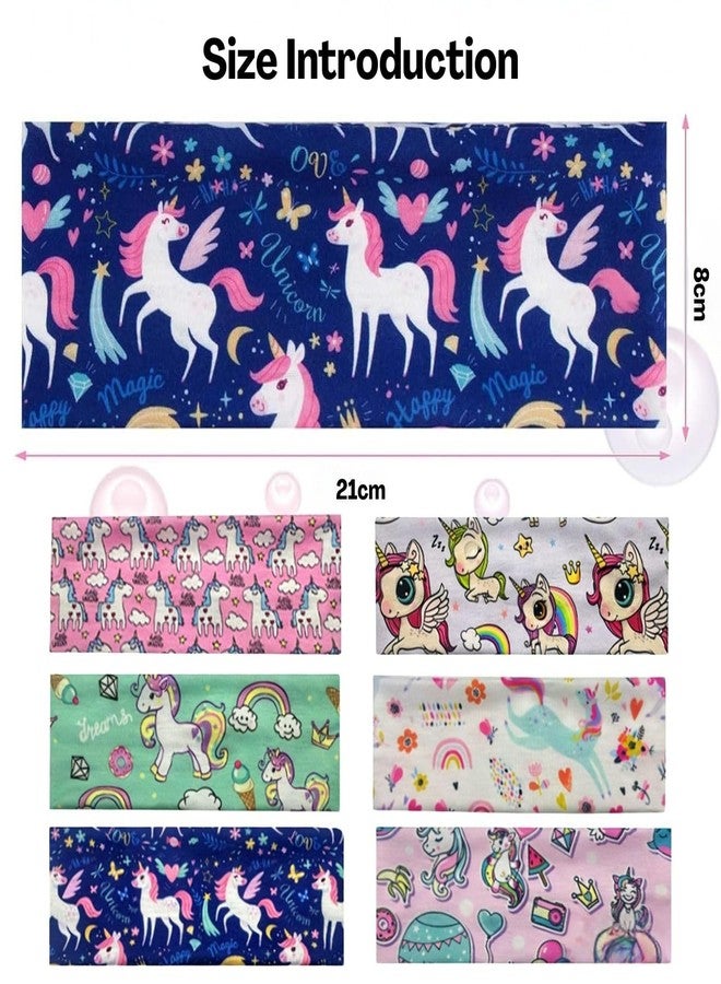 BendJoy® 6Pcs Elastic Sports Unicorn Headband for Girls | Comfortable Fit | Durable Design | Cute Patterns | For School & Play - Image 2