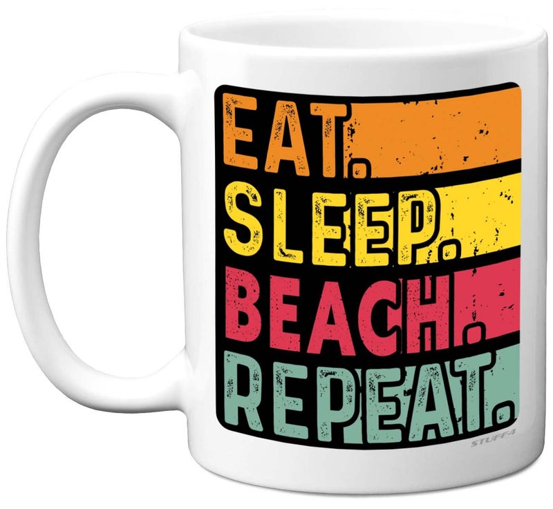 Birthday Mug Gifts for Men Women Him Her  Eat Sleep Beach Repeat  Funny Happy Birthday Present Gift for Seaside Coast Lovers 11oz Ceramic Dishwasher Safe Premium Mugs