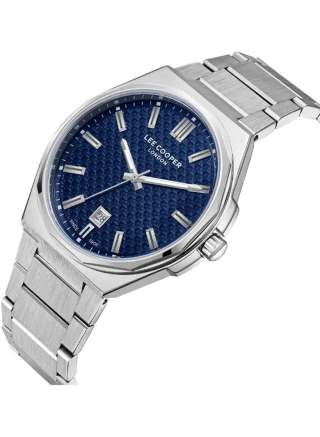 لي كوبر Lee Cooper Men's VX42E12E Movement Watch, Analog Display and Metal Strap - LC08031.390, Blue