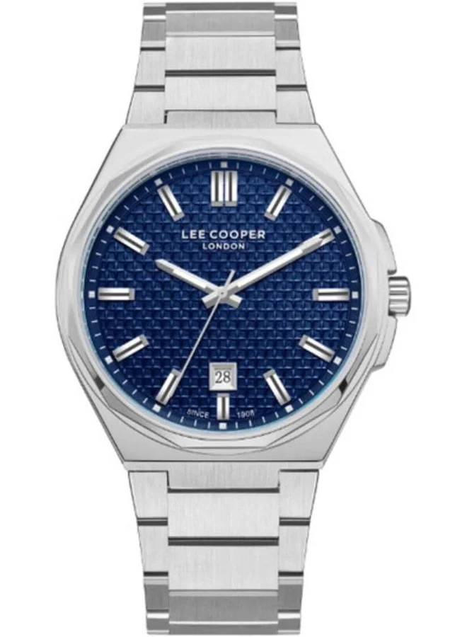 لي كوبر Lee Cooper Men's VX42E12E Movement Watch, Analog Display and Metal Strap - LC08031.390, Blue