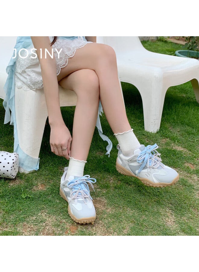 Josiny Star Same Style Women's Spring And Summer Fashion Sports Shoes Soft Bottom Round Toe Casual Shoes Gray Blue Size 38 - Image 5
