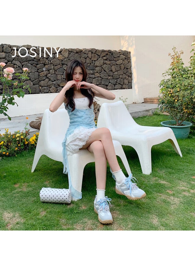 Josiny Star Same Style Women's Spring And Summer Fashion Sports Shoes Soft Bottom Round Toe Casual Shoes Gray Blue Size 38 - Image 4