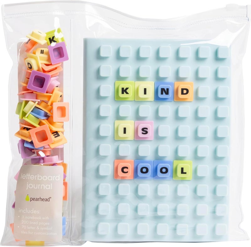pearhead Pearhead Letterboard Journal Soft Customizable Jacket Cover Fidget Notebook For Girls and Boys 188 Included Letters Blue  - Image 5
