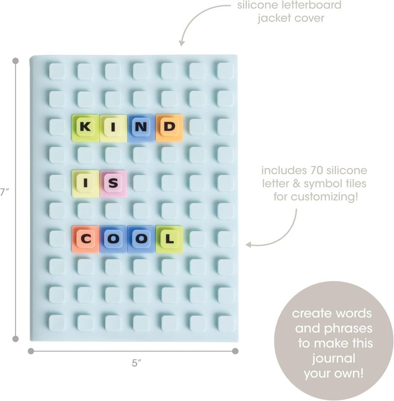 pearhead Pearhead Letterboard Journal Soft Customizable Jacket Cover Fidget Notebook For Girls and Boys 188 Included Letters Blue  - Image 2
