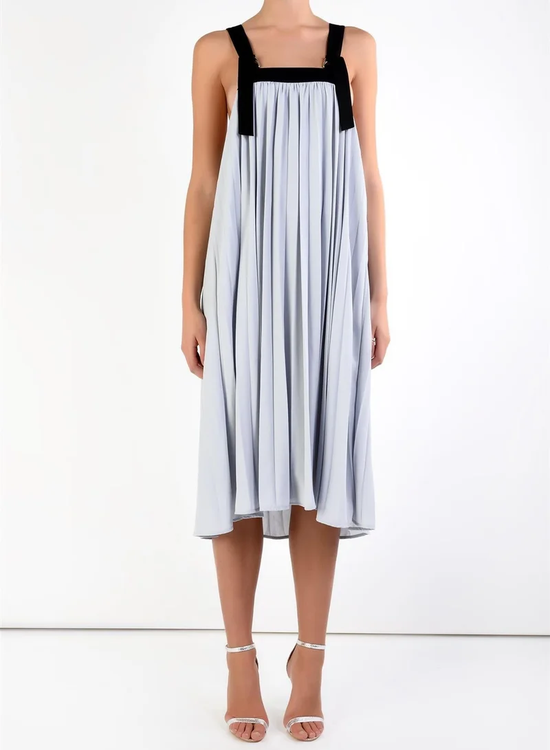 ترو ديكادينس Hope Grey Black Pleated Loose Fit Midi Dress
