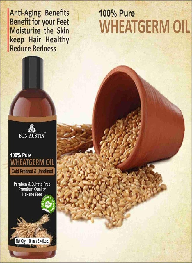 Bon Austin 100% Pure Organic Wheatgerm oil - For Hair, Skin Care, Cold Pressed Natural Oil (100 ml) - Image 3