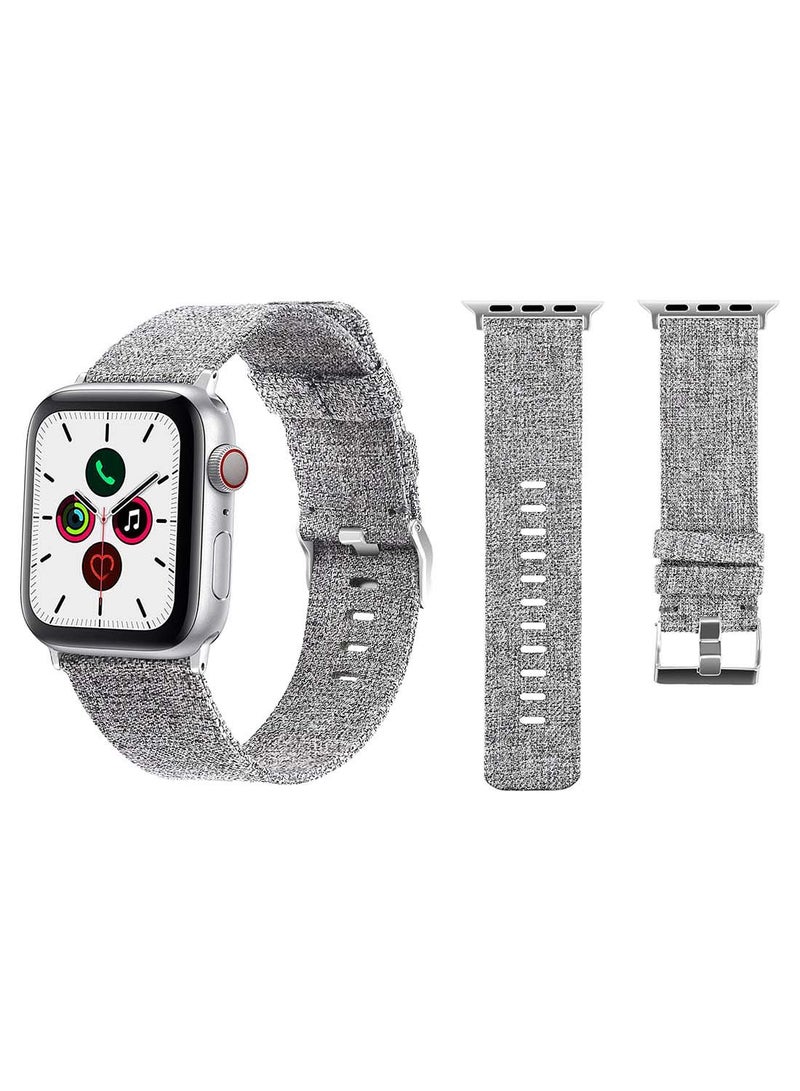 NIBEMINENT Fabric Replacement Band For Apple Watch Series 5/4/3/2/1 44/42mm Light Grey