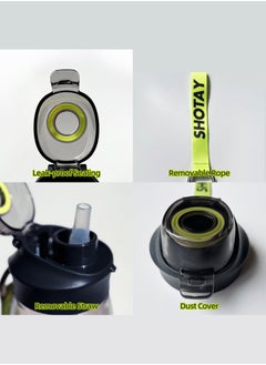 SHOTAY SHOTAY Sports Water Bottles 1L BPA Free And Leakproof, Fast Flow With Removable Straw, Gym Water Bottle For School, Fitness And Outdoor Sports.  - Image 2