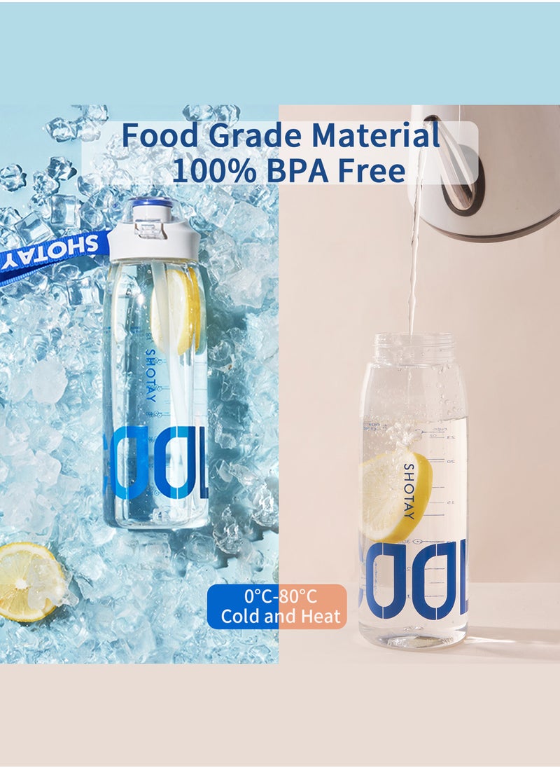 SHOTAY - SHOTAY Sports Water Bottles 1L BPA Free And Leakproof, Fast Flow With Removable Straw, Gym Water Bottle For School, Fitness And Outdoor Sports. - Image 1
