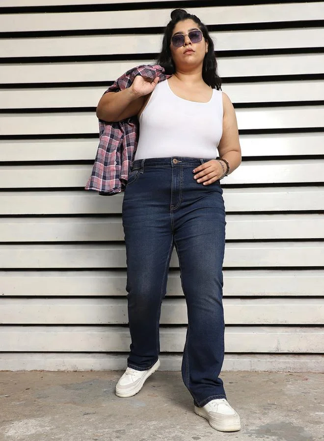 HIGH STAR HIGH STAR Plus Size High Rise Slim Fit Light Faded Jeans