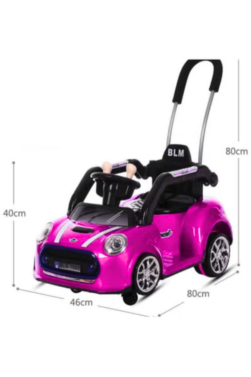 ميني كوبر سيارة كهربائية للأطفال بأربع عجلات، مزودة بمقبض للوالدين، وموسيقى وإضاءة، مناسبة للأطفال من عمر سنة إلى أربع سنوات (6 فولت، 4.5 أمبير) (لون وردي) - Image 2