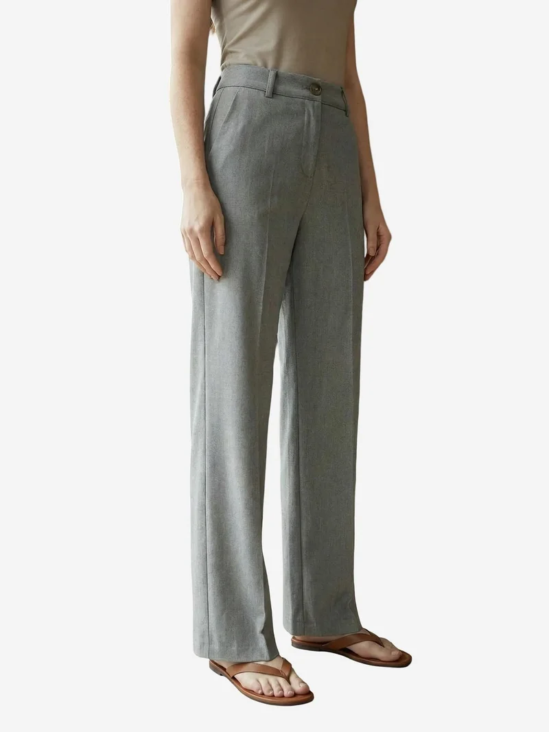 ماي فاشن MY FASHION Tailored Mid Waist Straight Leg Trousers