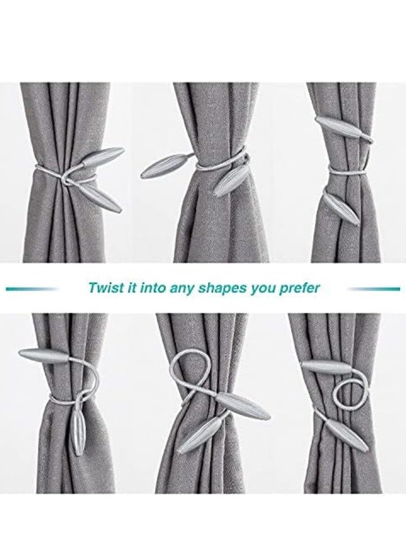إسكدنيا 2 pcs 20 inch Grey Twist Curtain Tiebacks, Creative Window Drape Curtain Hold Back. Decorative Holdbacks - Image 2