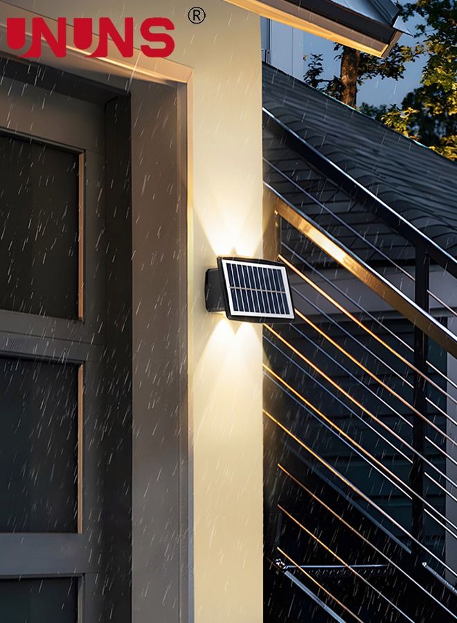 UNUNS LED Wall Light,Waterproof Solar Powered Lights With 4 LEDs And 2 Modes,Solar Fence Up Down Lamps For Garden Yard Decor,Warm White - Image 2