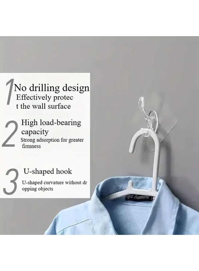 6Pcs No Drill Wall Hooks Transparent Waterproof Strong Adhesive U Shaped Design - Image 2