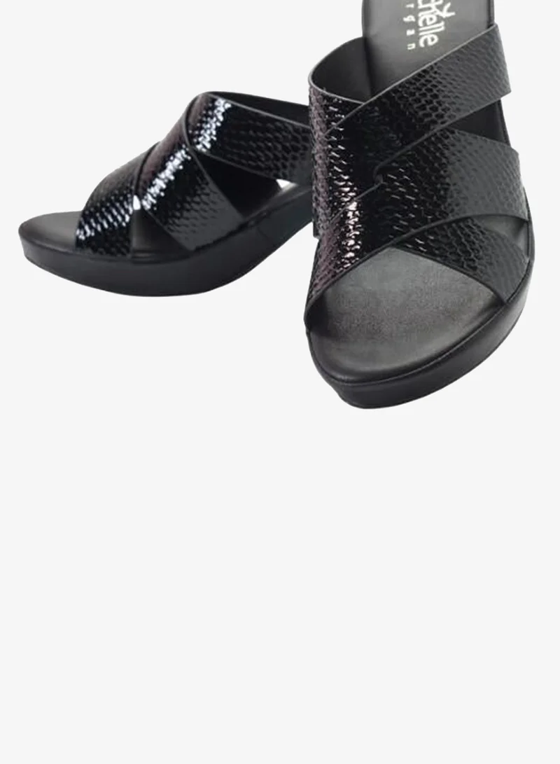 Michelle Morgan Black 092-3089 Michelle Morgan Ladies Mid Heel Sandals 314RL093 Black for Women | Best Price UAE