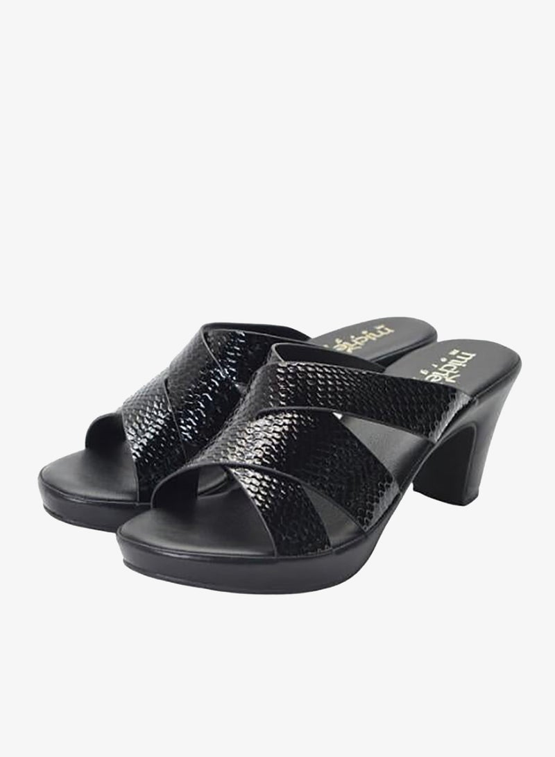ميشيل مورجان 092-3089 Michelle Morgan Ladies Mid Heel Sandals 314RL093 Black - Image 3