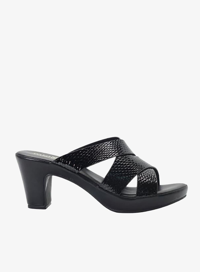 ميشيل مورجان 092-3089 Michelle Morgan Ladies Mid Heel Sandals 314RL093 Black - Image 1