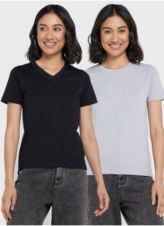 2 Pack V Neck & Round Neck T-Shirt