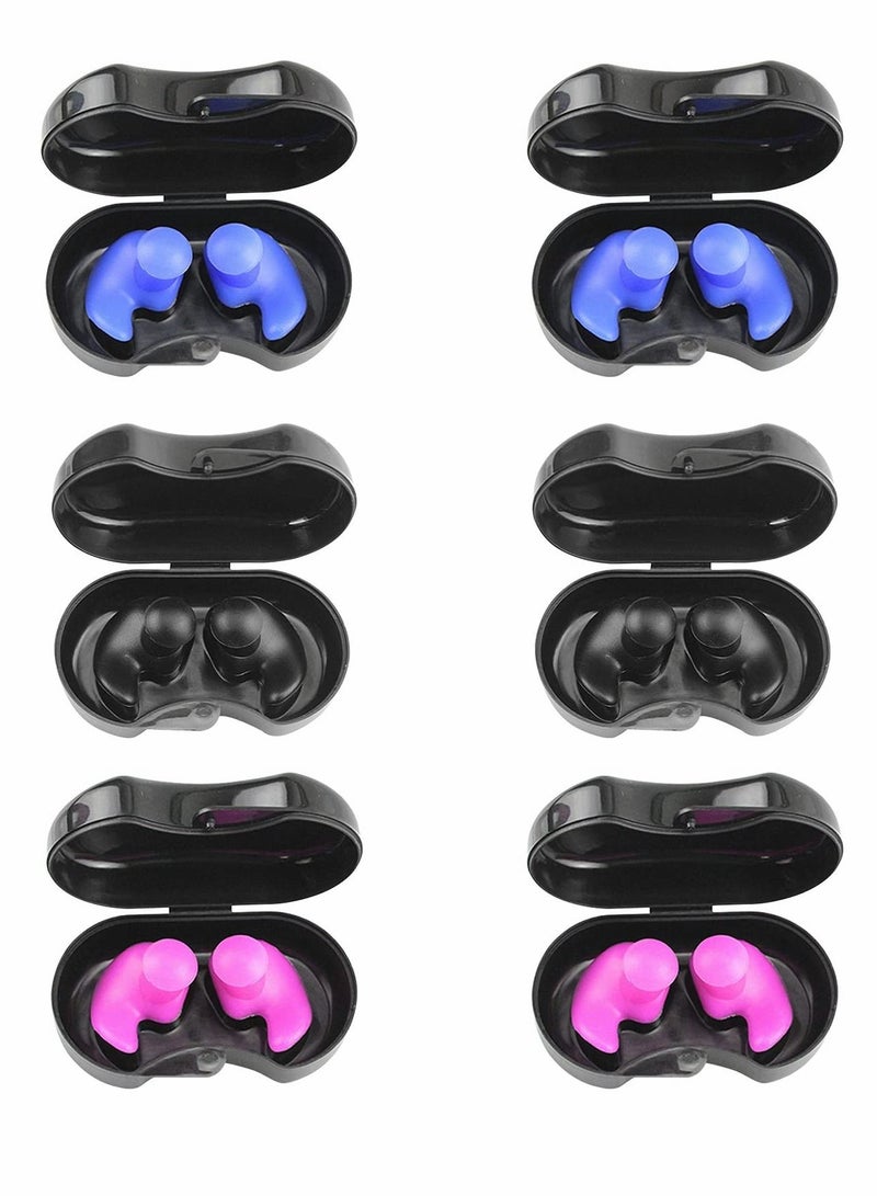 Excefore Swimming Ear Plugs, 6 Pairs Earplugs Waterproof Swim , Reusable, Adults Kids for Swimmers Bathing Surfing and Other Water Sports  - Image 1