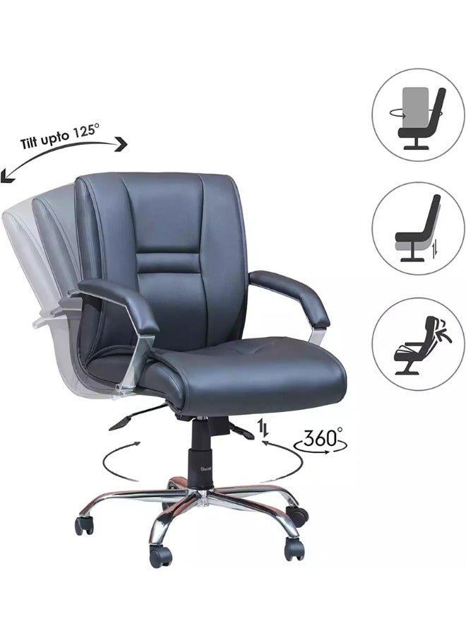 Generic Transform your workspace with the Black Adjustable Height Office Chair—ideal lumbar support. A stylish addition to Home Office Furniture, ensuring comfort in Desk Chairs.  - Image 2